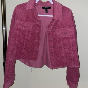 Cropped Pink Corduroy Jacket F21 size small